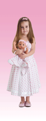 Pink Spot Dress with Rosette