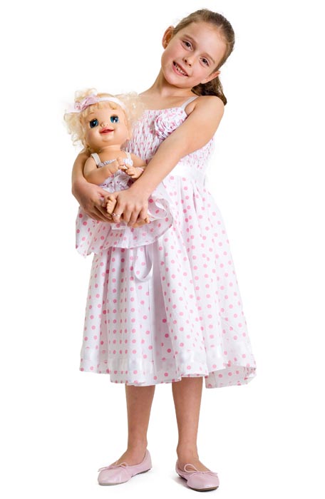 PINK SPOT DRESS WITH ROSETTE - Click Image to Close