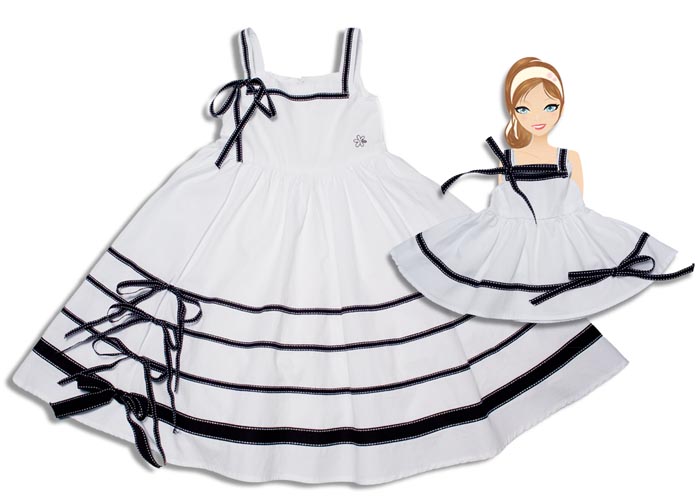 BLACK AND WHITE BOW PARTY DRESS - Click Image to Close