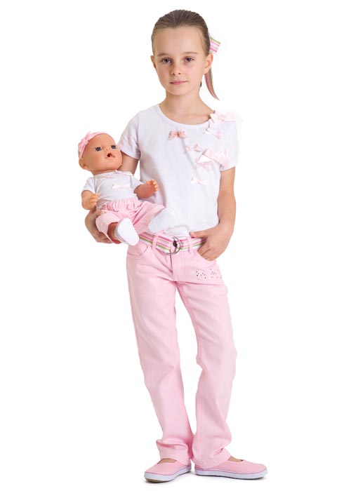 RIBBON BOW TEE & PINK JEANS - Click Image to Close